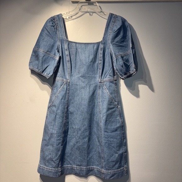 Madewell‎ Maisie Mini Fitted Denim Fennwood Wash Balloon Sleeves Sz0 Bohemian - Picture 1 of 12